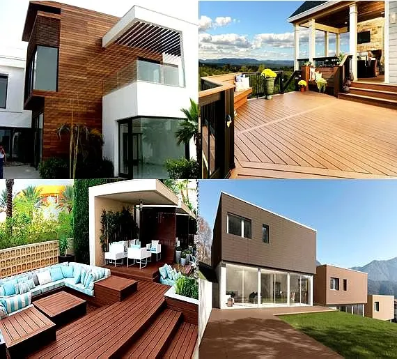 Modern homes showcasing exterior and deck applications of WPC boards